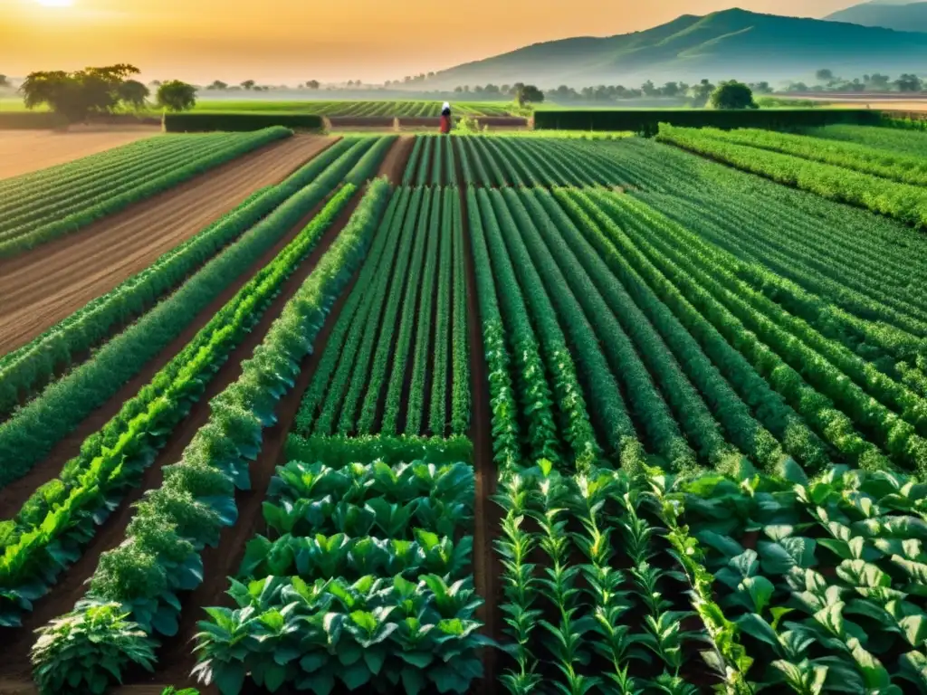 Un agricultor en ropa tradicional usa herramientas tecnológicas en una granja orgánica