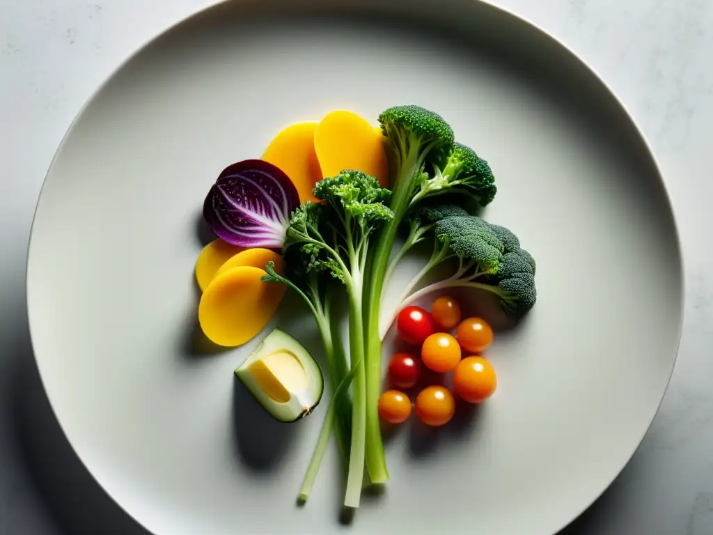 Arte culinario: vegetales orgánicos en composición elegante sobre fondo blanco