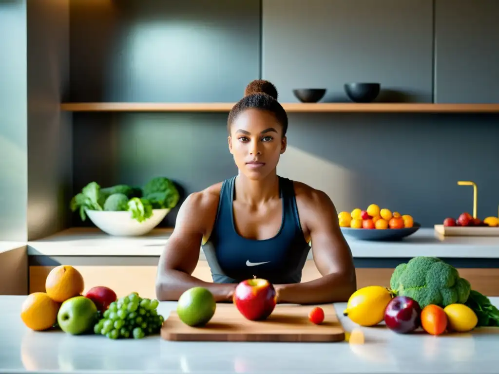 Un atleta profesional preparando una comida orgánica para rendimiento deportivo