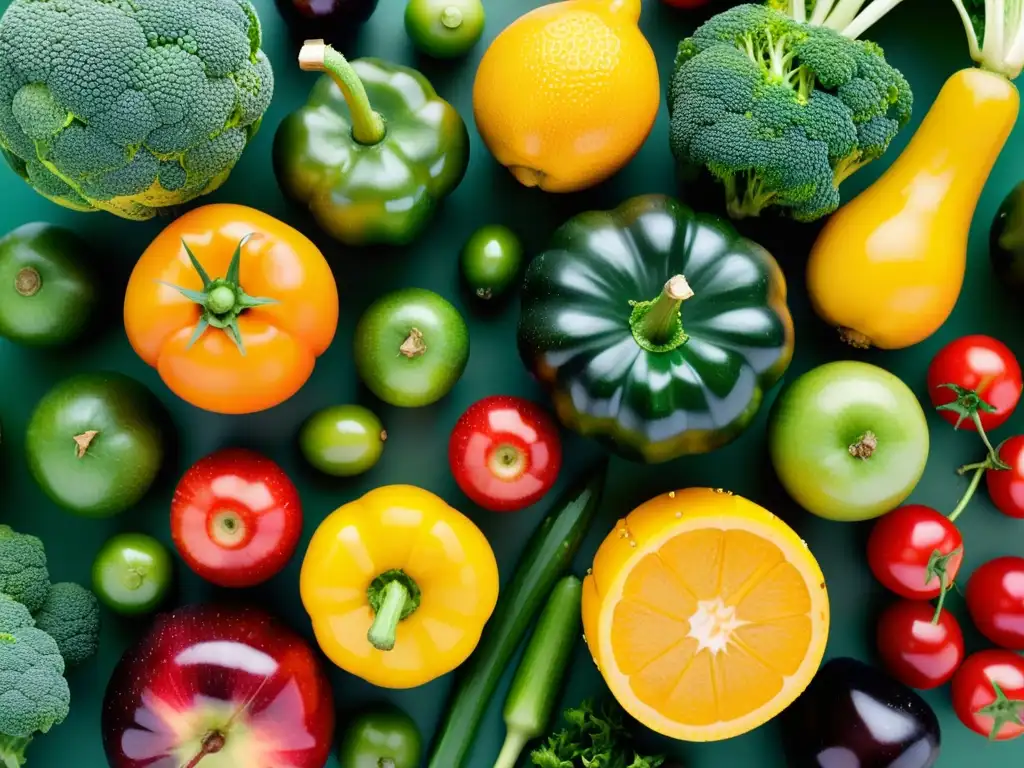 Un banquete de frutas y verduras orgánicas frescas, vibrantes y sin cocinar, listas para inspirar recetas saludables