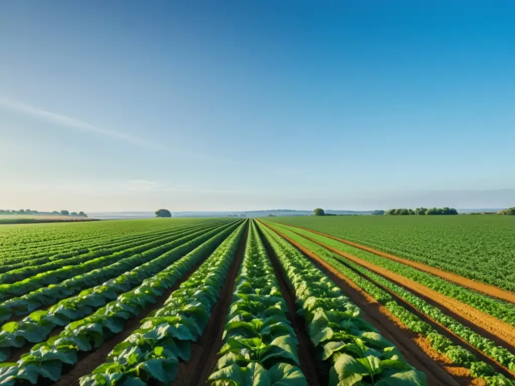 Campo de cultivo orgánico bajo el sol, en armonía con la naturaleza