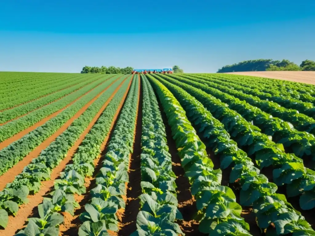 Campo de cultivo orgánico, vibrante y armonioso, fortalecimiento ecosistema agricultura orgánica