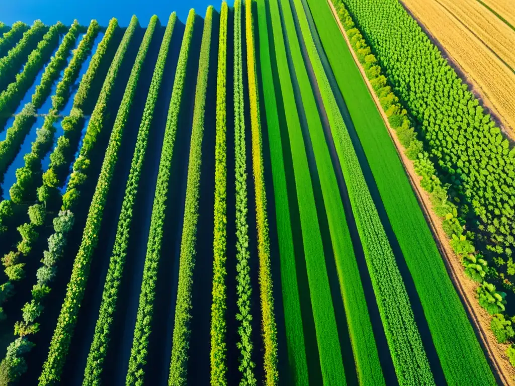 Un campo exuberante y vibrante bajo un cielo azul claro