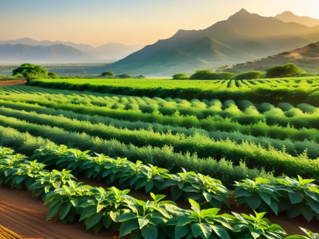 Campo orgánico de ashwagandha con beneficios para reducir el estrés