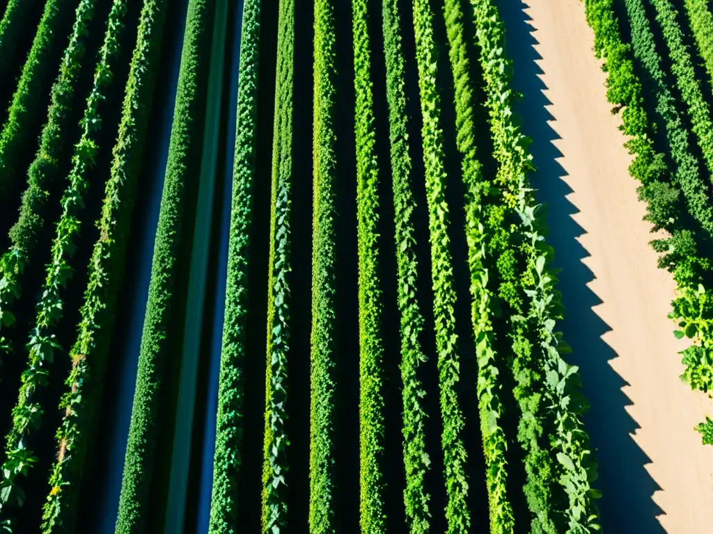 Un campo orgánico exuberante bajo el cielo azul