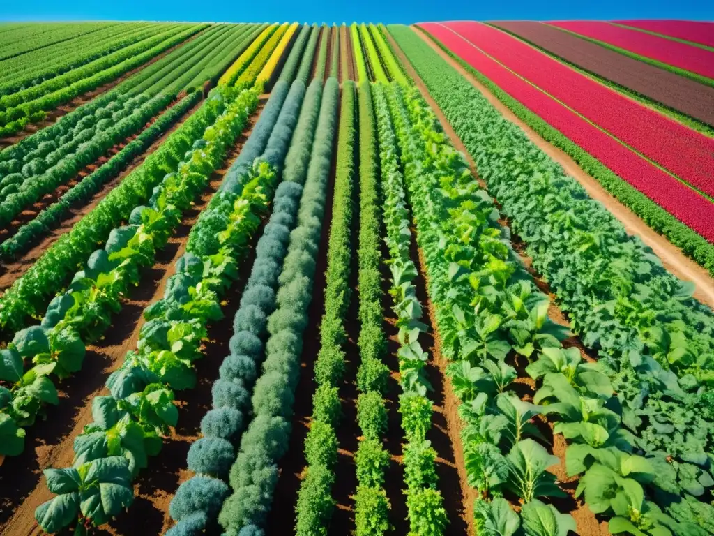 Un campo orgánico exuberante bajo un cielo azul, con monitoreo avanzado fincas orgánicas