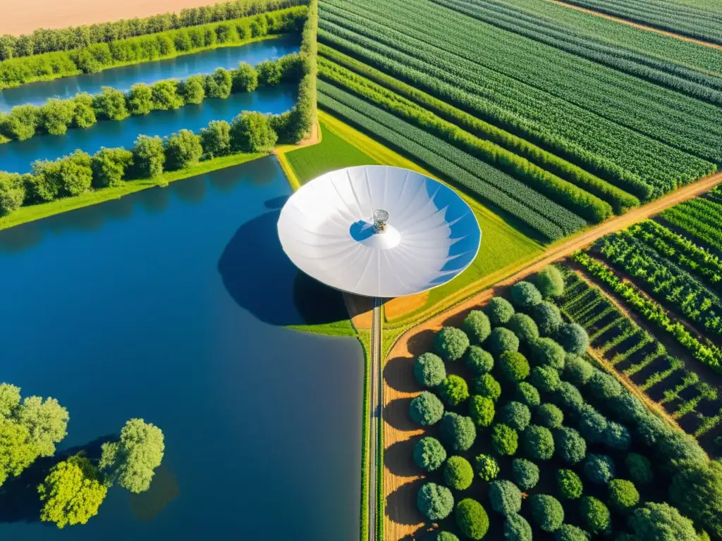 Un campo orgánico exuberante y vibrante con hileras de cultivos bajo el cielo azul