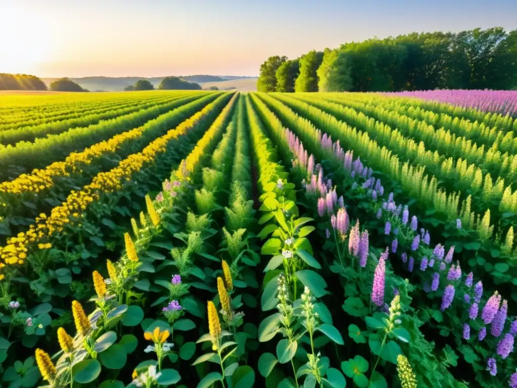 Campo verde exuberante, cultivos de abono verde vibrantes y saludables, granja orgánica, beneficios para la tierra y la biodiversidad