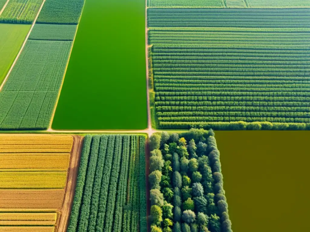 Contraste ecológico: orgánico vs convencional Un campo verde exuberante dividido en cultivos orgánicos y convencionales