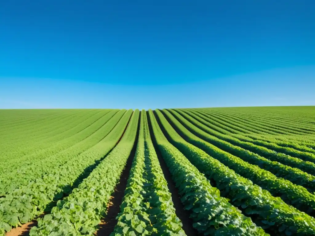 Un campo verde vibrante bajo el cielo azul