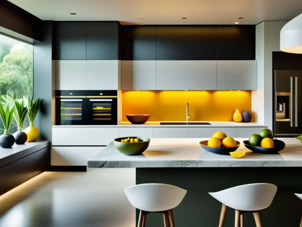 Cocina minimalista con ingredientes orgánicos exóticos Una cocina moderna con ingredientes exóticos orgánicos, perfecta para formas de incorporar ingredientes exóticos orgánicos en tu dieta