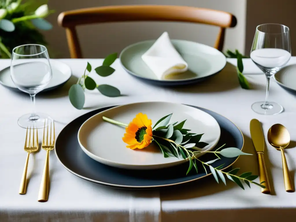 Cocina orgánica para eventos especiales: una mesa elegante y minimalista con ingredientes locales