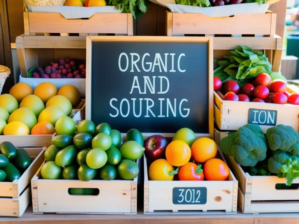 Colorida feria de alimentos orgánicos con transparencia y ética en los movimientos sociales