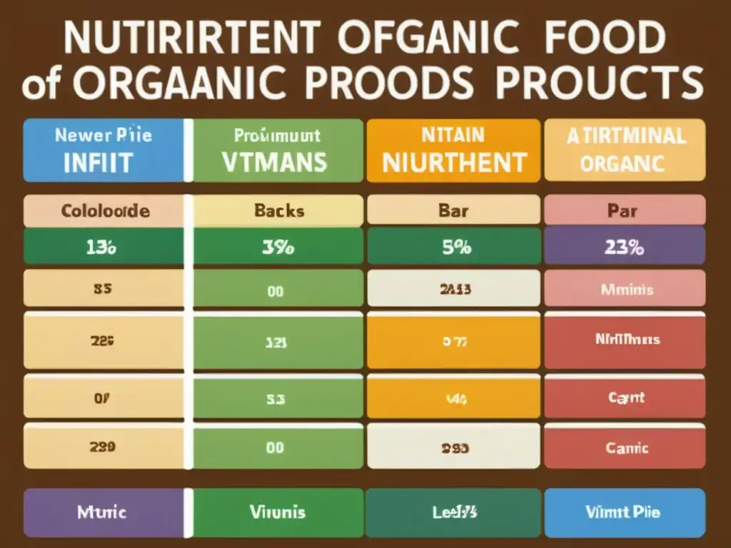 Comparativa nutrientes alimentos orgánicos infantiles: Detallado cuadro comparativo de nutrientes con gráficos visuales para padres y cuidadores