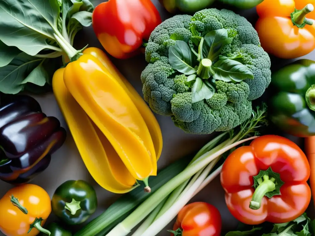 Una composición visualmente impactante de verduras orgánicas frescas, destacando su valor nutricional