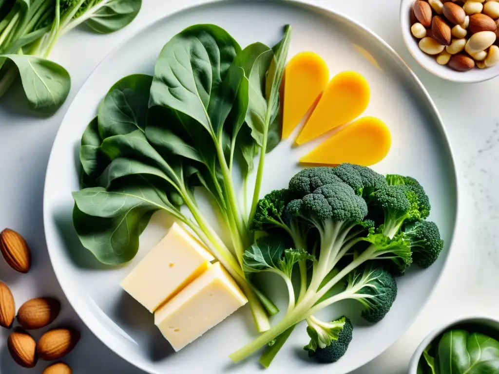 Una composición orgánica de alimentos frescos en un elegante plato blanco