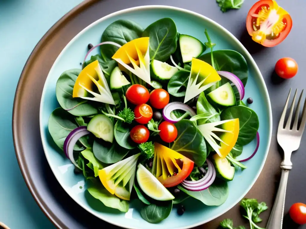 Deliciosa ensalada orgánica para perder peso, con ingredientes frescos y coloridos