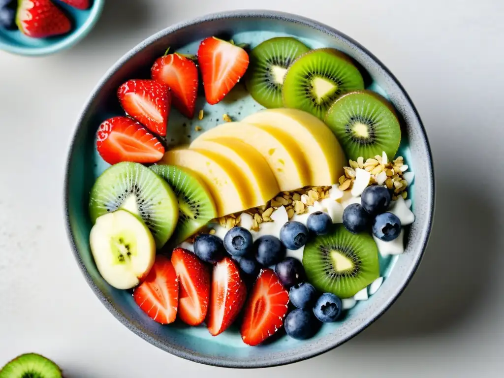 Deliciosa smoothie bowl con frutas orgánicas y superfoods, una explosión de color y frescura en un tazón