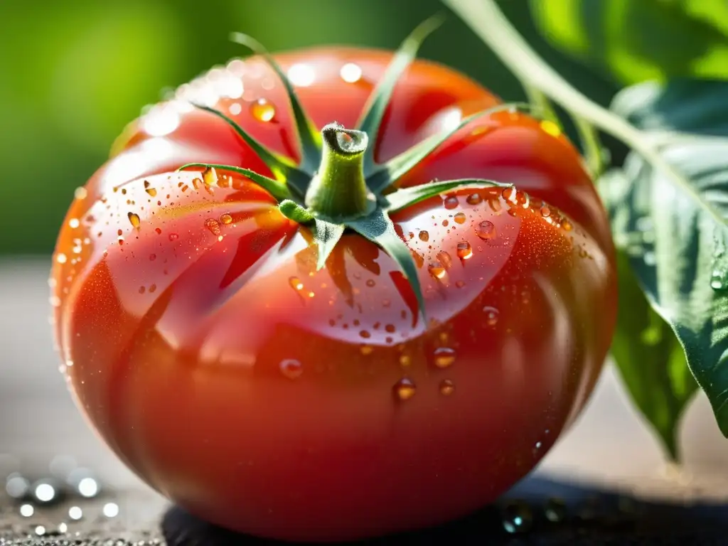 Detallado tomate orgánico con impacto visual, leyes, etiquetado GMO alimentos