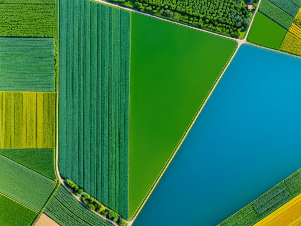 Detalle de cultivos orgánicos en un paisaje verde capturado por tecnologías de mapeo satelital