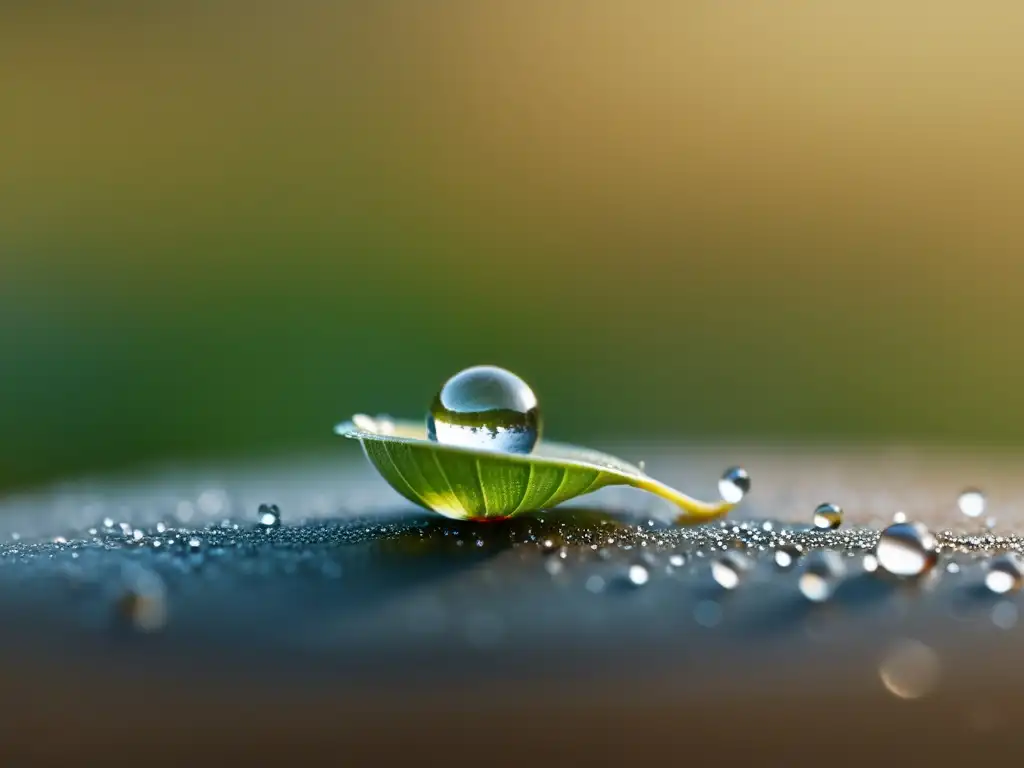 Detalle de semilla orgánica con gotas de agua, iluminada por luz natural, mostrando textura y patrones naturales