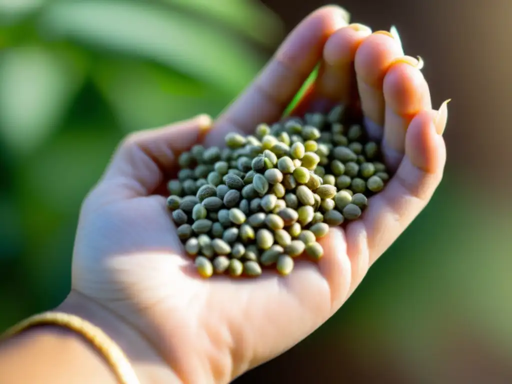 Detalle de semillas de hemp orgánicas resaltando su textura y marca natural, transmitiendo autenticidad y beneficios semillas hemp orgánicas