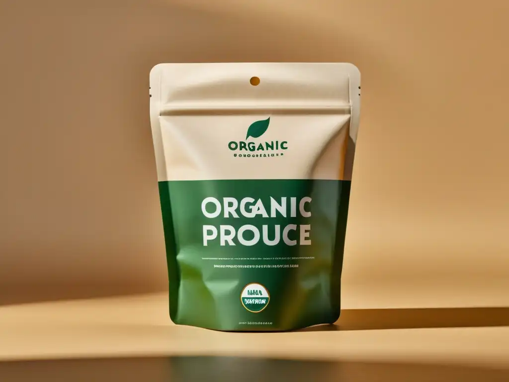 Diseño ecológico de packaging para alimentos orgánicos, elegante y sostenible, en armonía con la naturaleza