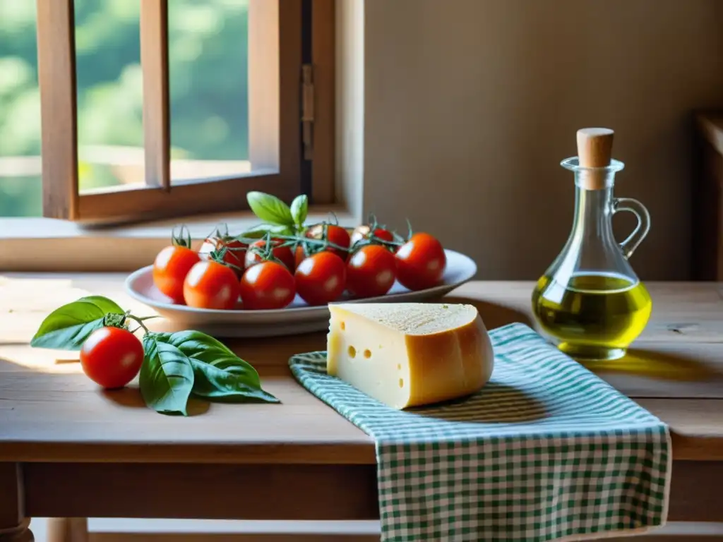 Escena cálida y acogedora con ingredientes orgánicos para recetas italianas