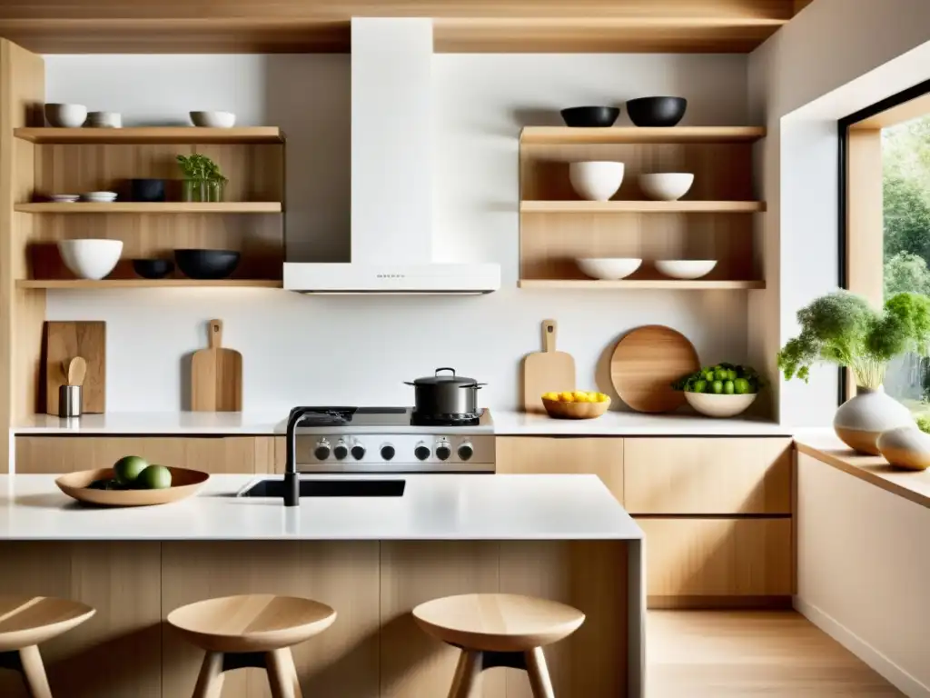 Espacio de cocina minimalista con diseño orgánico e innovador, recetas orgánicas innovadoras cocina fusión