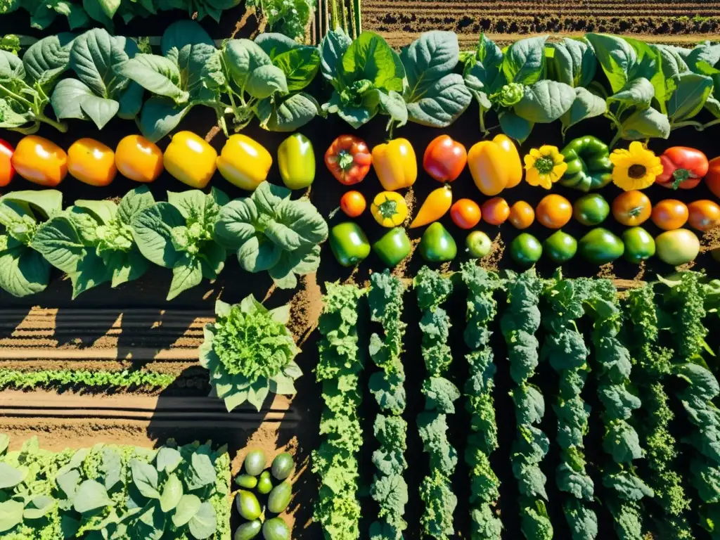 Un espectacular campo orgánico diverso desafía la erosión genética en una hermosa y armoniosa escena de cultivo sostenible