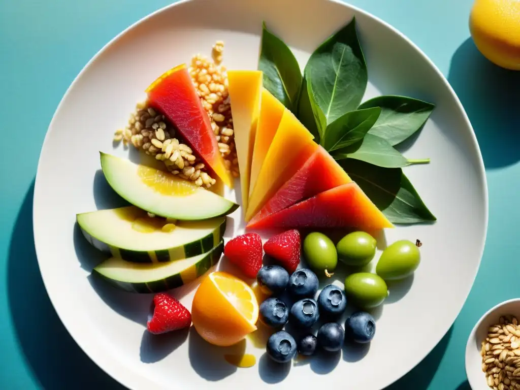 Una exquisita y colorida composición de recetas orgánicas antialérgicas libres de alérgenos, resaltando frescura y elegancia