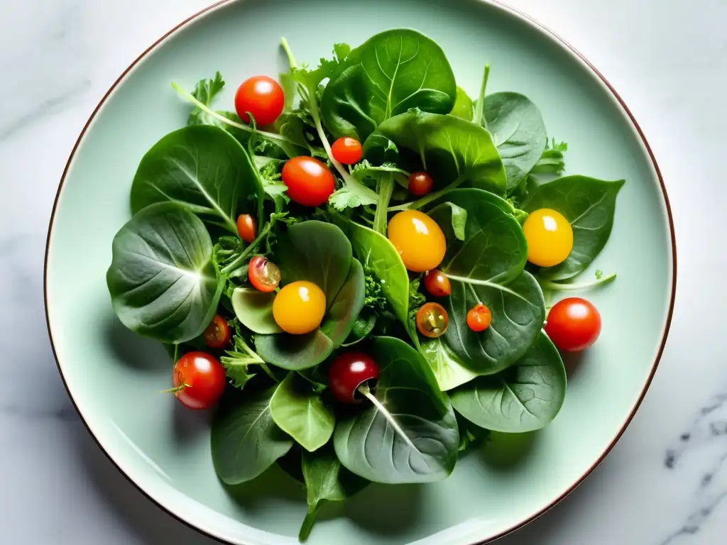 Una exquisita ensalada orgánica, colorida y apetitosa, lista para disfrutar