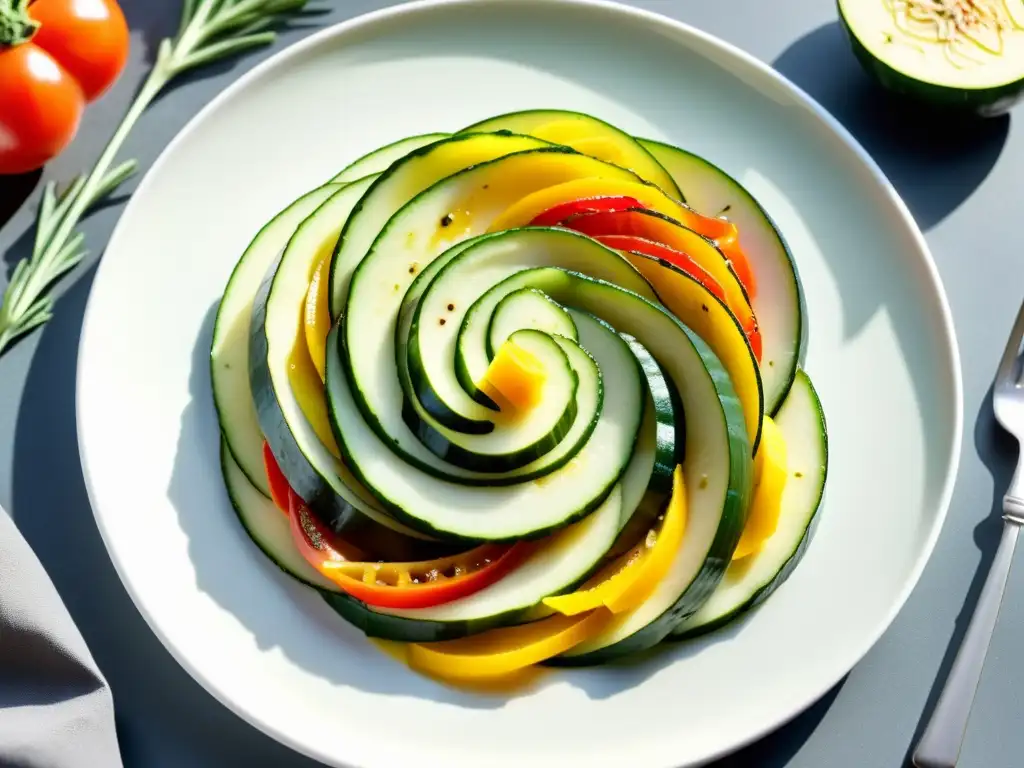 Una exquisita presentación de Ratatouille con ingredientes orgánicos, un clásico de la cocina, resplandece con su belleza natural