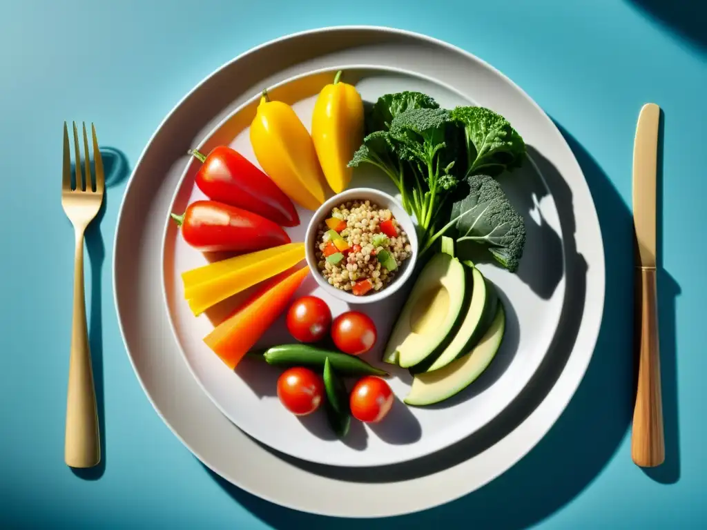 Una exquisita y saludable cocina orgánica para la tercera edad, con colores vibrantes y una cuidadosa presentación