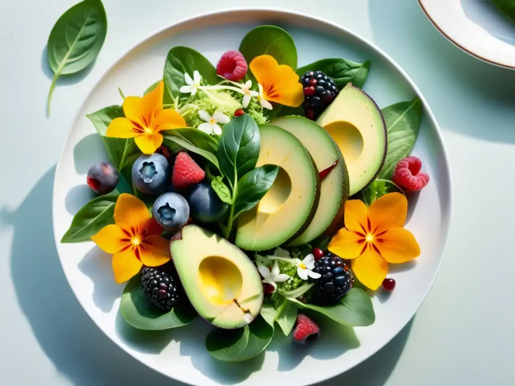 Una exquisita y vibrante ensalada orgánica, con ingredientes frescos y coloridos