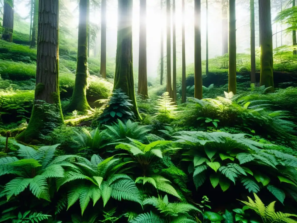 Un exuberante bosque con árboles majestuosos y una diversidad de vegetación