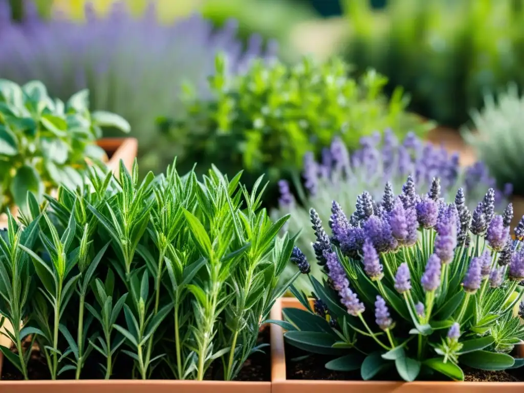 Exuberante jardín de hierbas aromáticas, beneficios plantas aromáticas agricultura orgánica