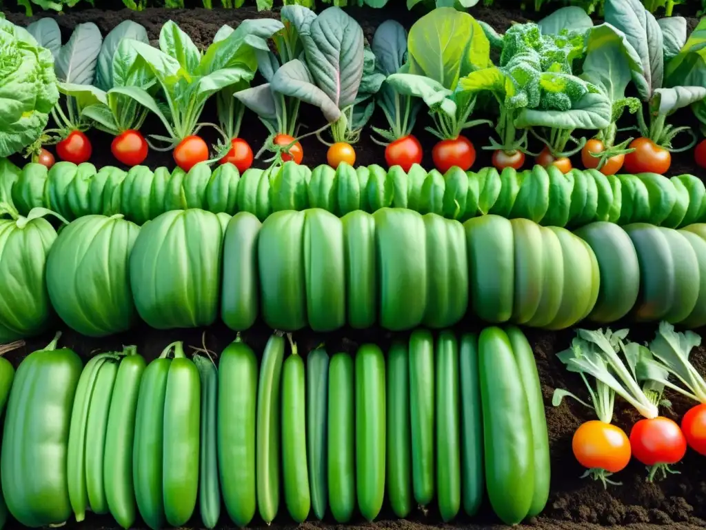 Un exuberante jardín orgánico transmite armonía y vitalidad, reflejando los beneficios de la dieta orgánica para la salud mental