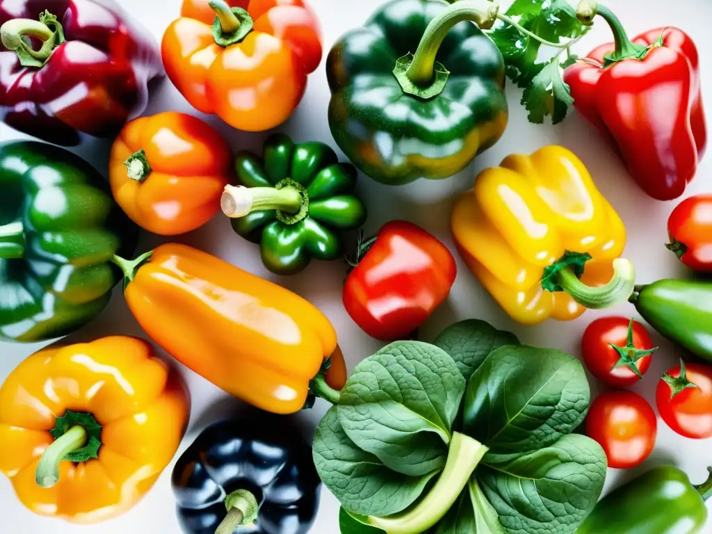 Una exuberante variedad de frutas y verduras orgánicas en perfecta armonía, bañada por la luz natural