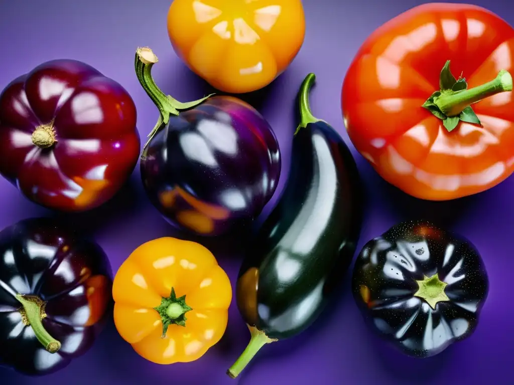 Un festín visual de frutas y verduras orgánicas, resaltando su frescura y vitalidad para promover menús orgánicos para un cerebro saludable