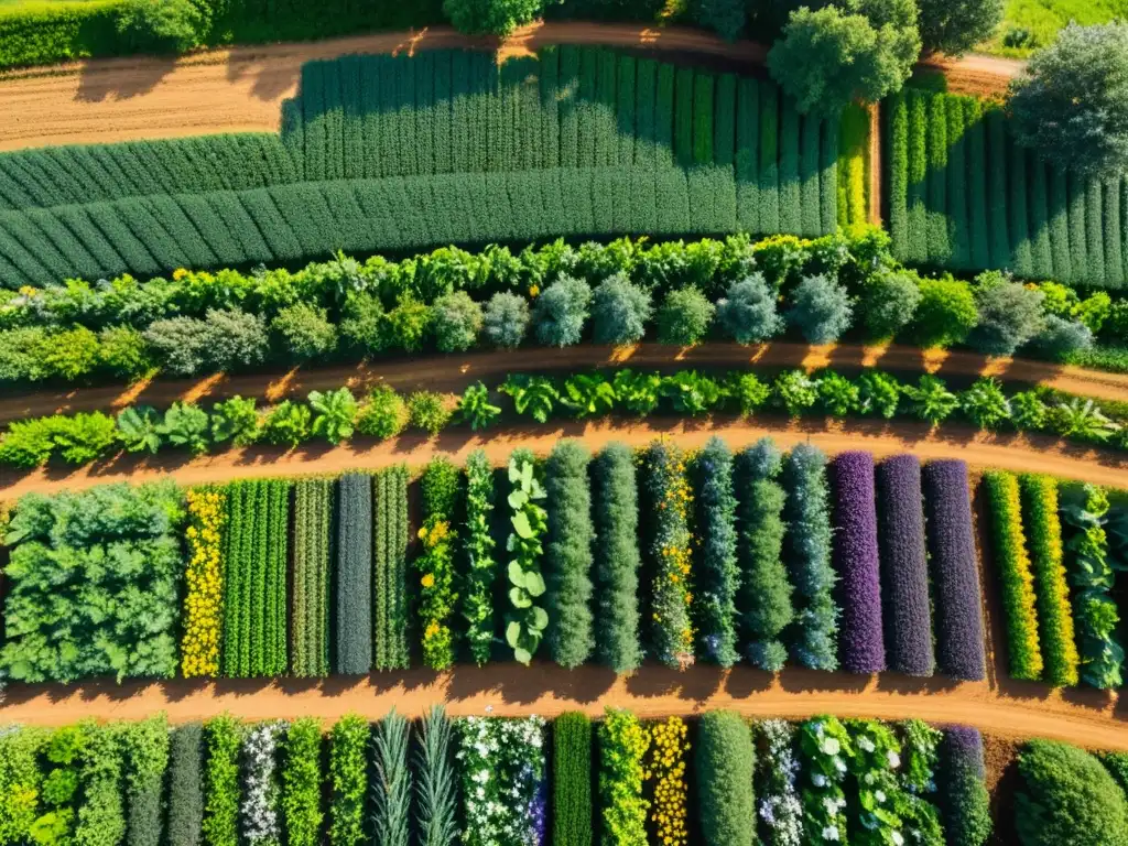 Una granja orgánica diversa y vibrante muestra el impacto positivo de la biodiversidad en la agricultura