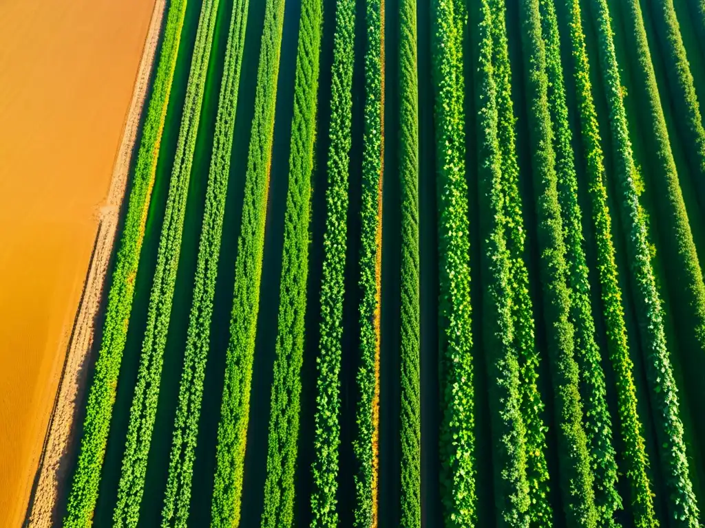 Una granja orgánica exuberante y vibrante, con efecto del compost en suelo orgánico, bañada por la cálida luz del sol