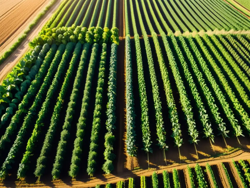 Una granja orgánica próspera y serena con emprendedores discutiendo, capturando la esencia de la financiación para proyectos orgánicos innovadores