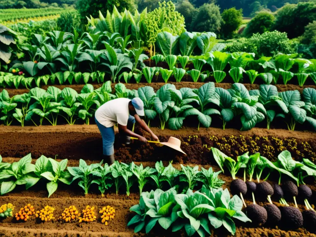 Un grupo diverso trabaja en armonía en una granja orgánica, mostrando la revolución de movimientos sociales en la alimentación orgánica