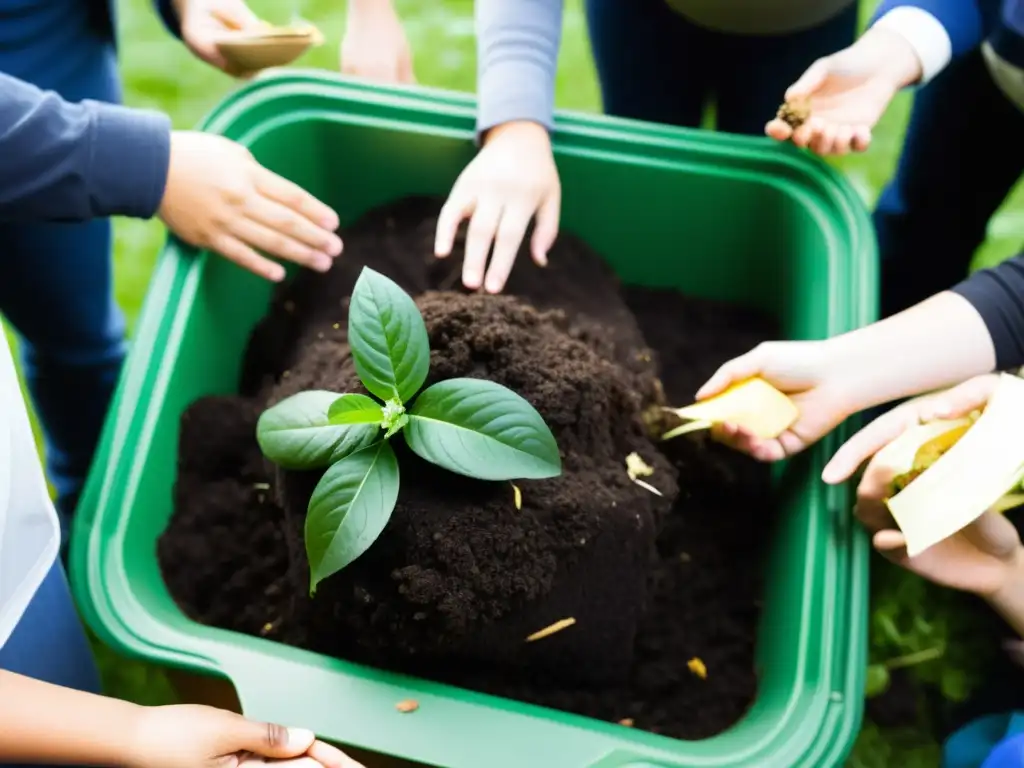Workshop de Reducción de Residuos Orgánicos: Colaboración y Aprendizaje Grupo diverso participa en taller de técnicas orgánicas para reducir desperdicio, fomentando colaboración y aprendizaje ambiental