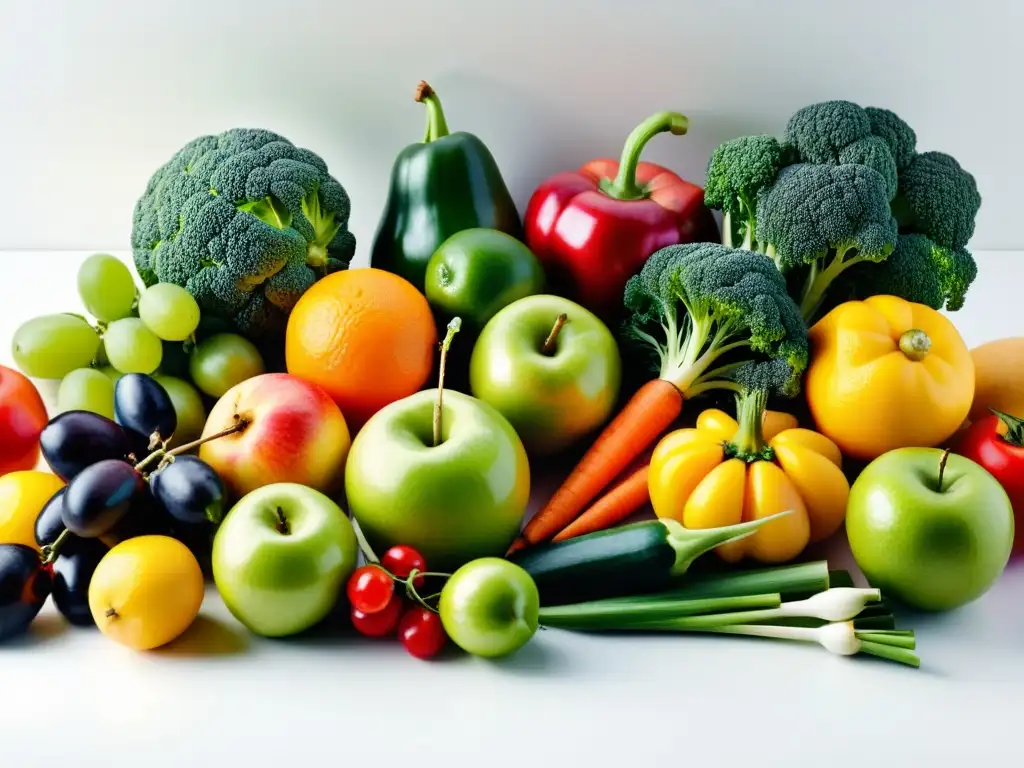 Una hermosa exhibición de alimentos orgánicos para combatir la inflamación, resaltando su frescura y variedad en una composición serena