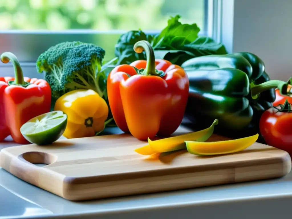 Una hermosa vista de ingredientes orgánicos frescos en una tabla de cortar lista para recetas rápidas cocina orgánica