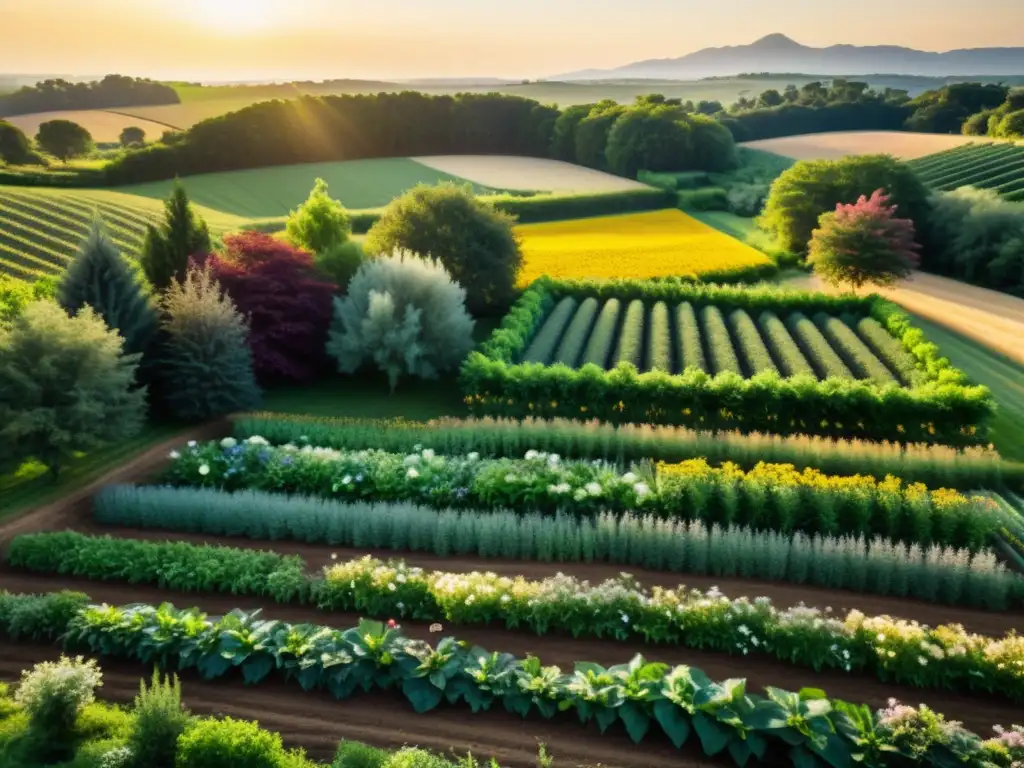 Un hermoso paisaje orgánico muestra la biodiversidad en armonía