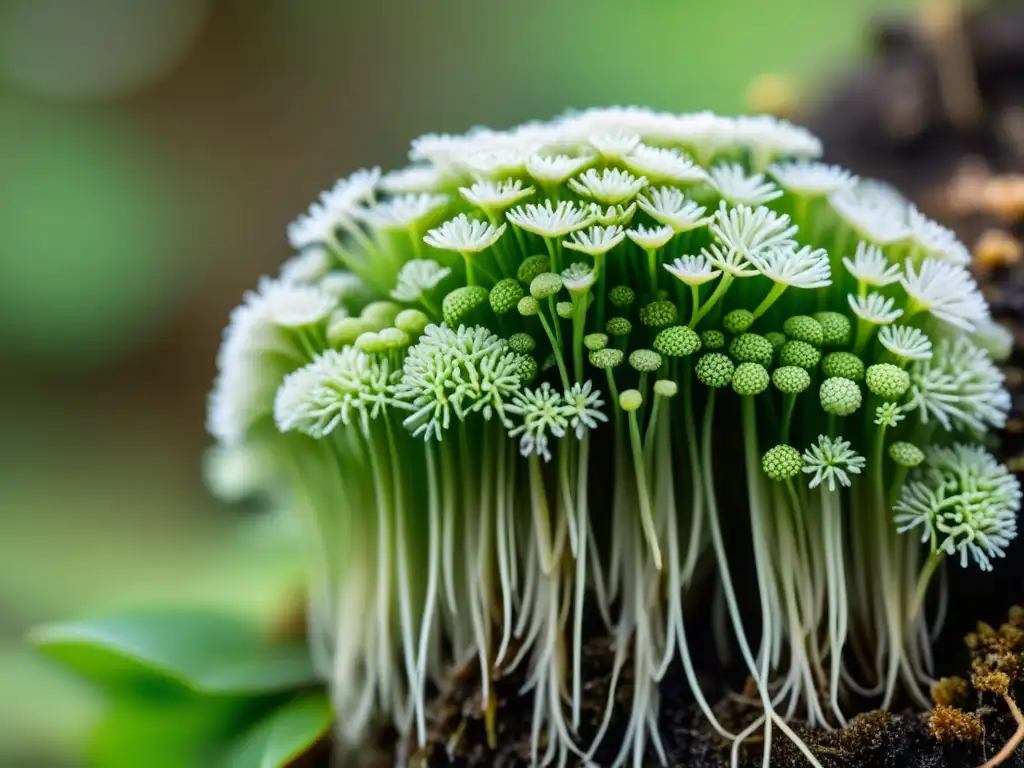 Una imagen impresionante muestra hongos benéficos en agricultura orgánica, entrelazados con raíces vibrantes en una simbiosis fascinante