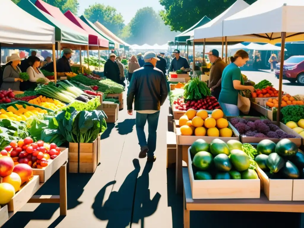 Una imagen de mercado orgánico con productos frescos y coloridos